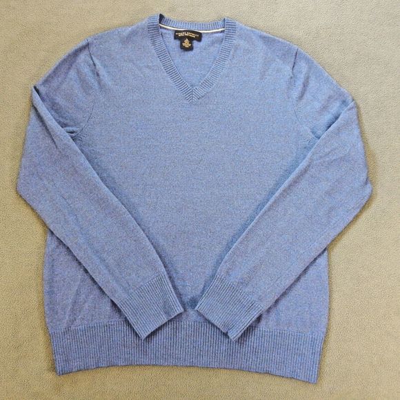 Banana Republic Men Sweater Medium Blue 100% Extra Fine Merino Wool VNeck Jumper - Picture 1 of 8